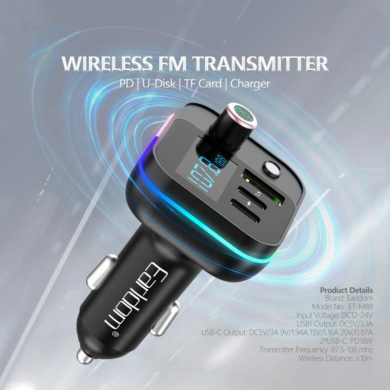 شارژر فندکی + FM Player بلوتوثی Earldom ET-M88