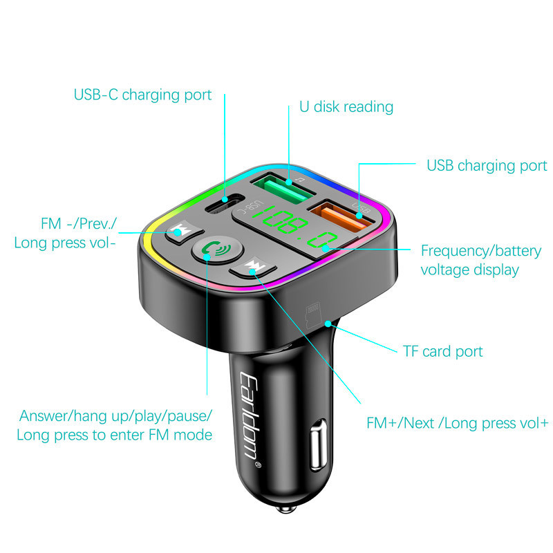 شارژر فندکی + FM Player بلوتوثی Earldom ET-M103