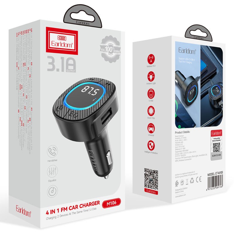 شارژر فندکی + FM Player بلوتوثی Earldom ET-M106