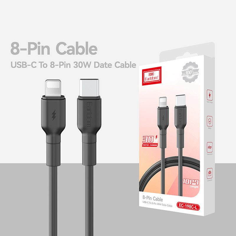 کابل تبدیل فست شارژ Earldom EC-198C-L Type-C To Lightning 30W 1m