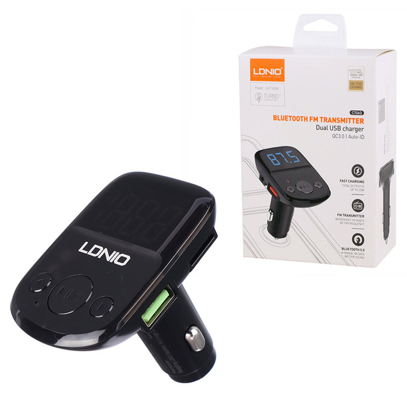 شارژر فندکی + FM Player بلوتوثی Ldnio C706Q + کابل میکرو یو اس بی