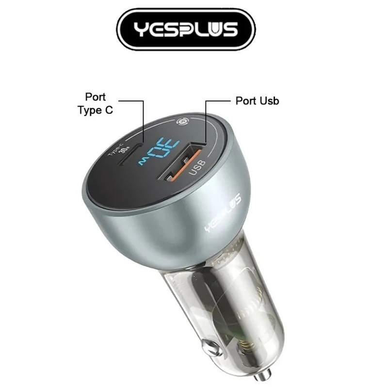 شارژر فندکی فست شارژ Yesplus YS-1211 QC3.0 PD 3A 30W