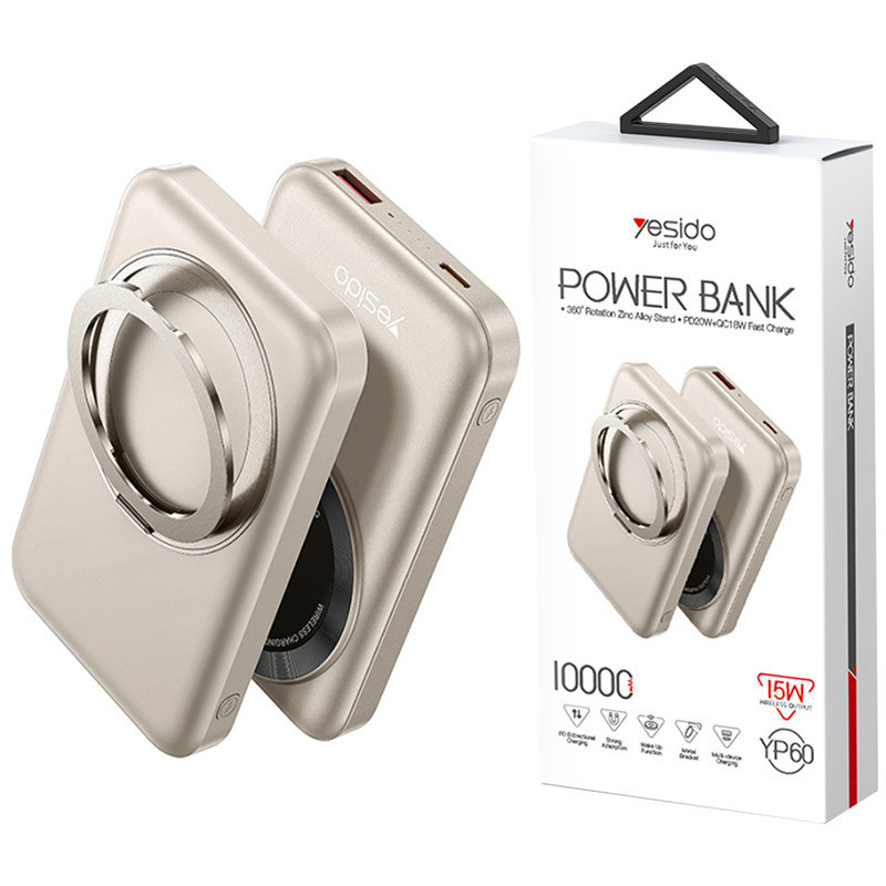 پاور بانک بی سیم فست شارژ یسیدو YP60 QC PD 22.5W ظرفیت 10000 میلی آمپر ساعت