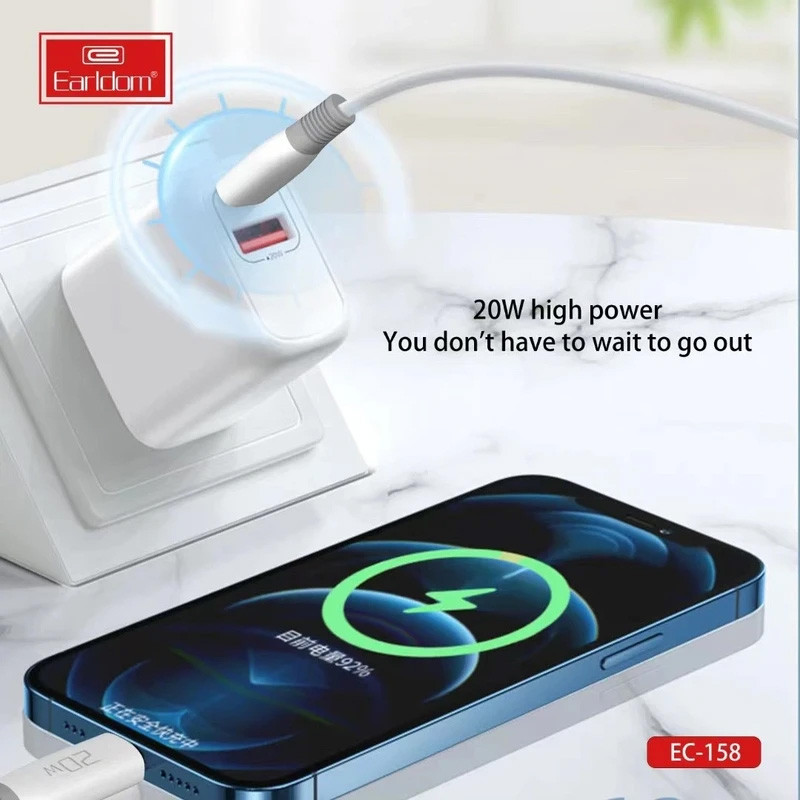 کابل آیفونی فست شارژ Earldom EC-158i 20W 1m