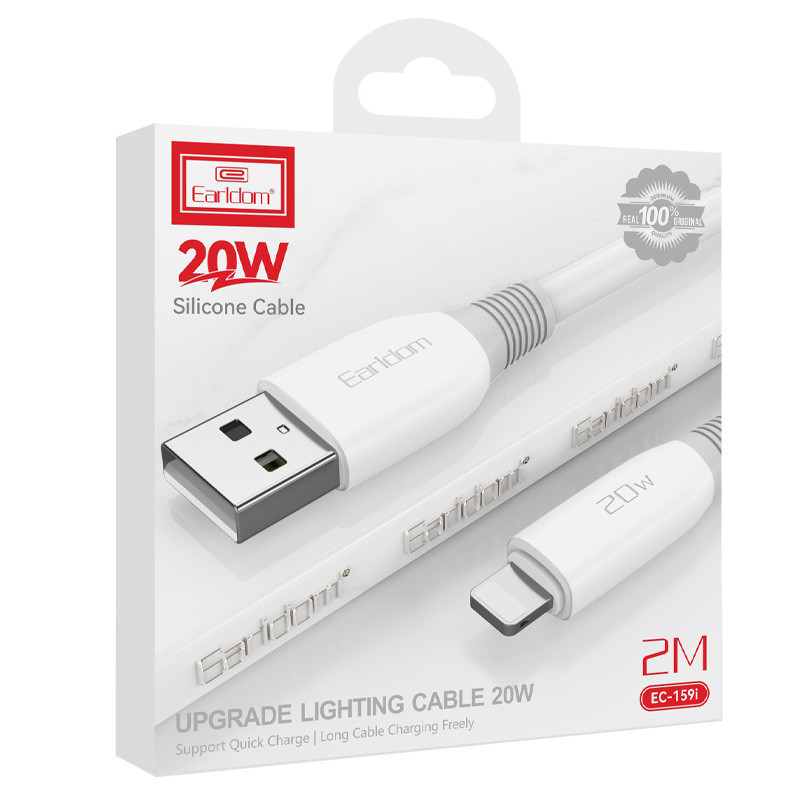 کابل آیفونی فست شارژ Earldom EC-159i 20W 2m