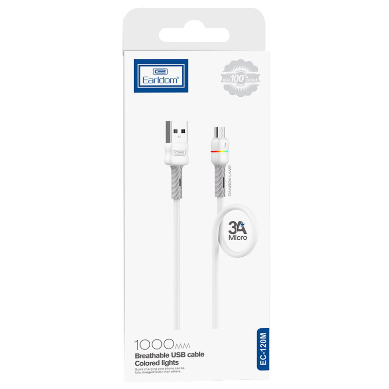 کابل میکرو یو اس بی فست شارژ Earldom EC-120M 3A 1m