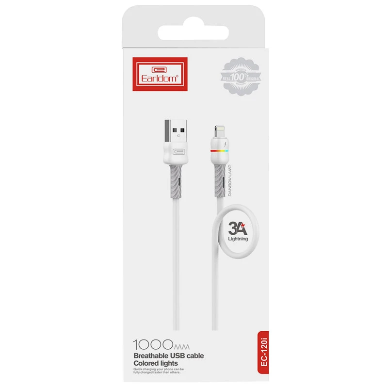 کابل آیفونی فست شارژ Earldom EC-120i 3A 1m