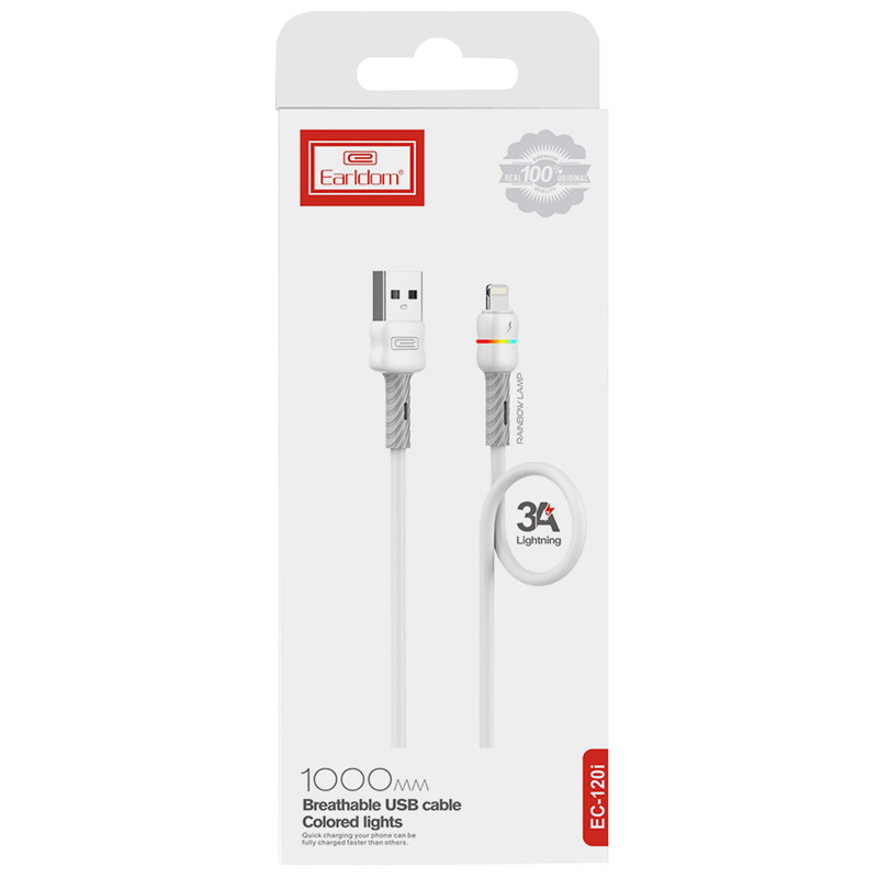 کابل آیفونی فست شارژ Earldom EC-120i 3A 1m