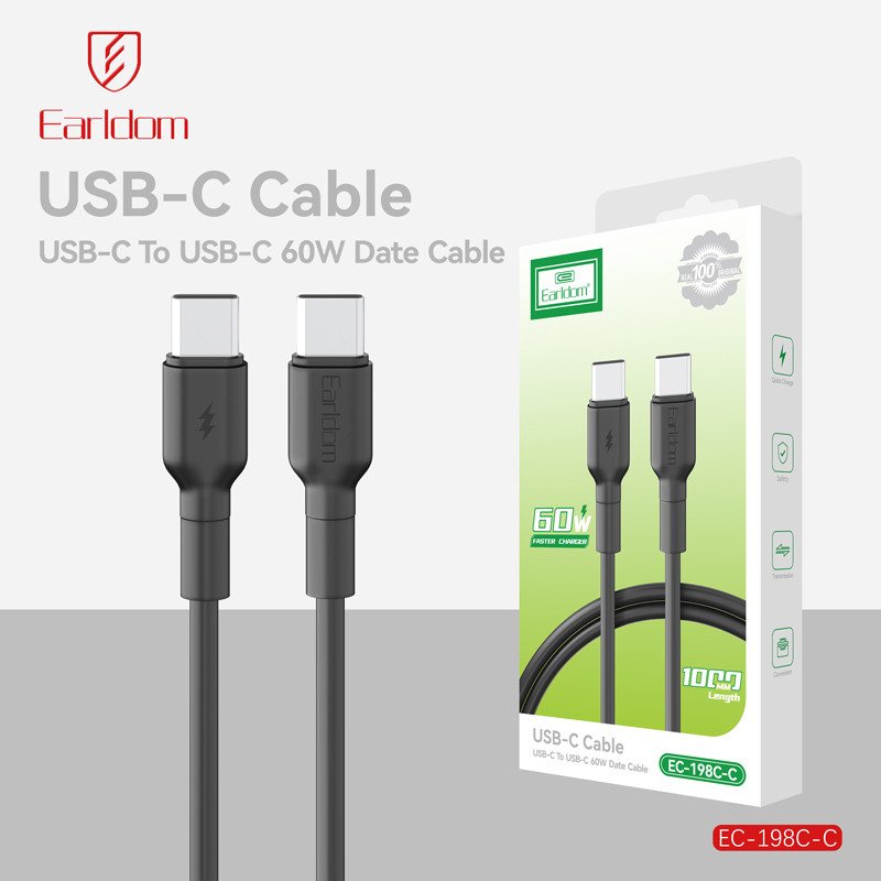 کابل تبدیل فست شارژ Earldom EC-198C-C Type-C To Type-C 60W 1m