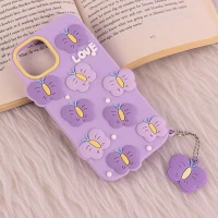 قاب سیلیکونی ژله ای Vip Max آیفون iPhone 13 / 14 طرح پروانه ای آویزدار