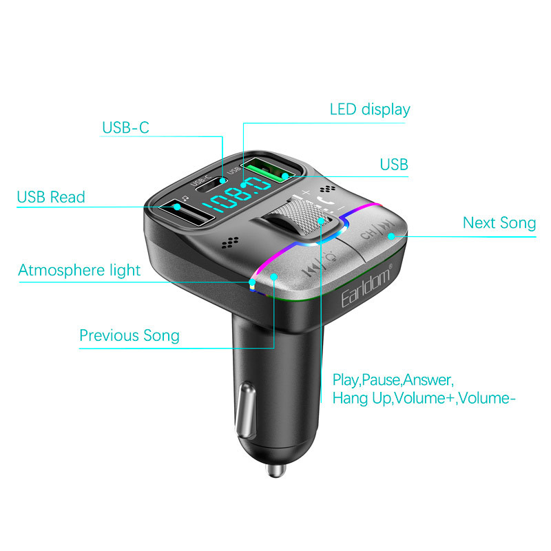 شارژر فندکی + FM Player بلوتوثی Earldom ET-M100