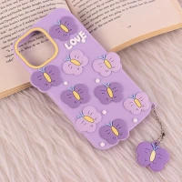قاب سیلیکونی ژله ای Vip Max آیفون iPhone 12 Pro Max طرح پروانه ای آویزدار