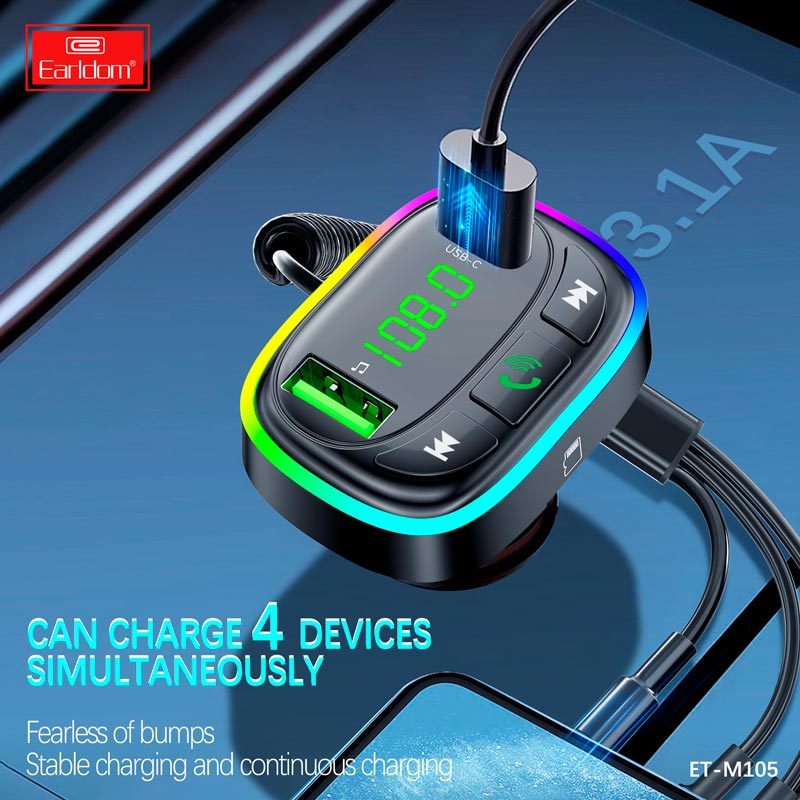 شارژر فندکی + FM Player بلوتوثی Earldom ET-M105