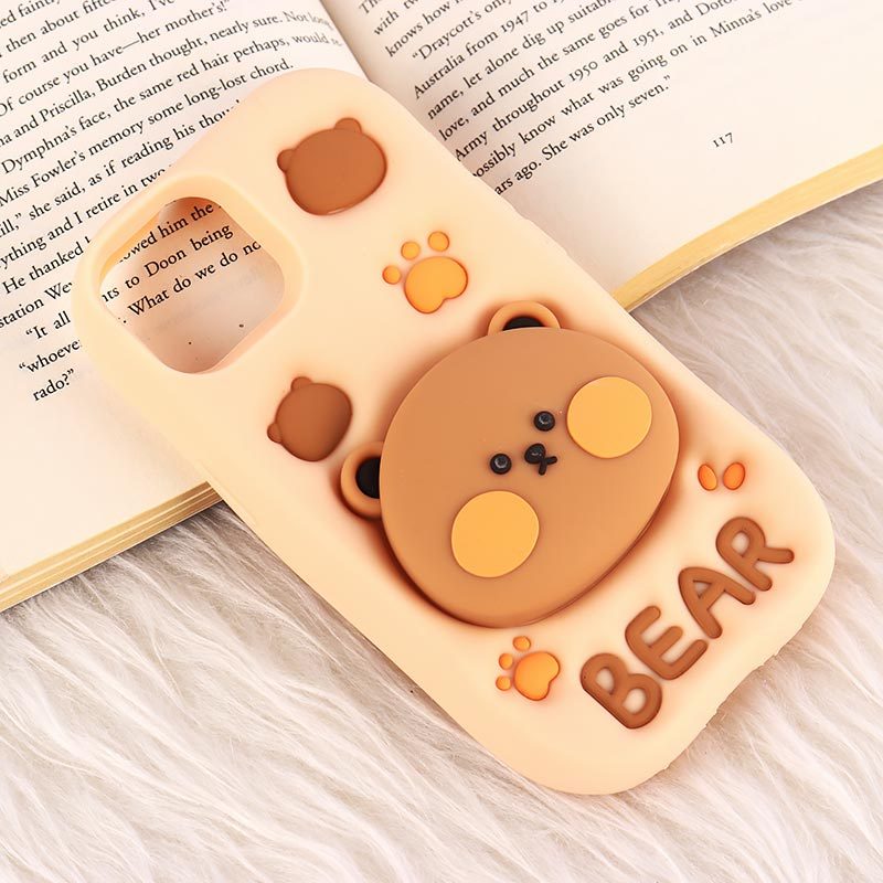 قاب سیلیکونی Vip Max آیفون iPhone 13 / 14 / 15 پاپ سوکت دار طرح Bear