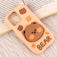 قاب سیلیکونی Vip Max آیفون iPhone 14 Pro Max / 15 Pro Max پاپ سوکت دار طرح Bear