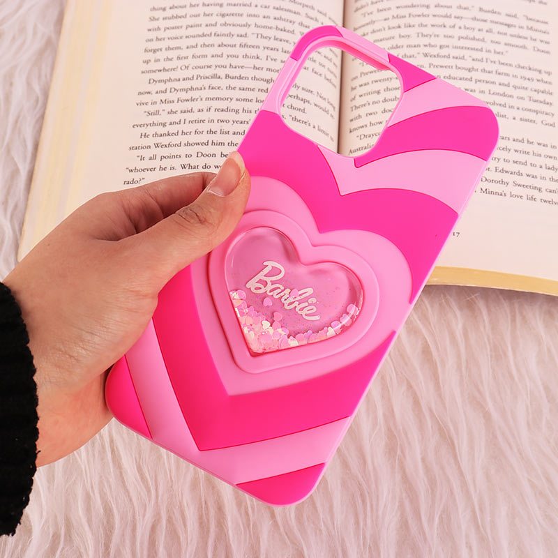 قاب آکواریومی سیلیکونی آیفون iPhone 13 Pro طرح قلب Barbie