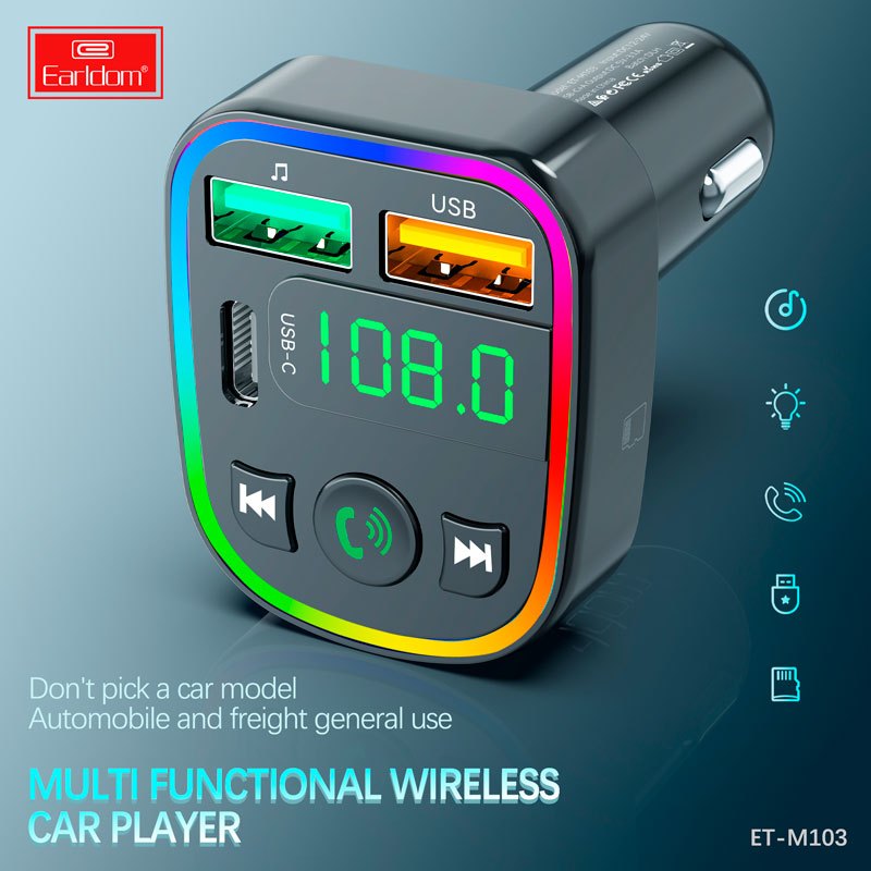 شارژر فندکی + FM Player بلوتوثی Earldom ET-M103