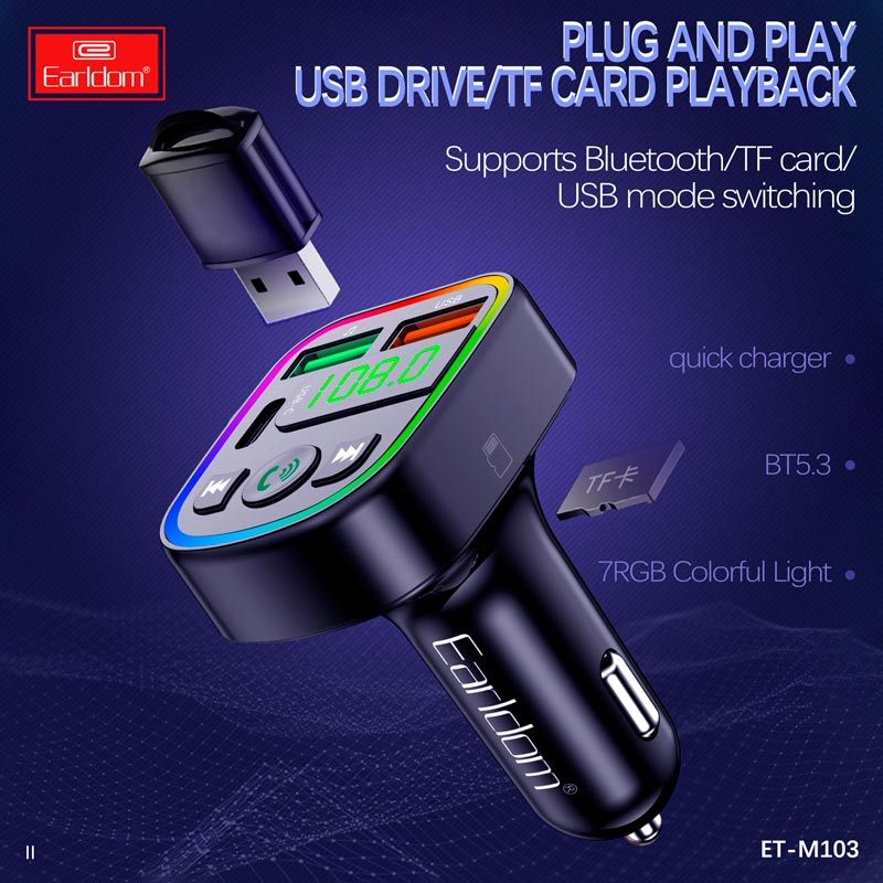 شارژر فندکی + FM Player بلوتوثی Earldom ET-M103