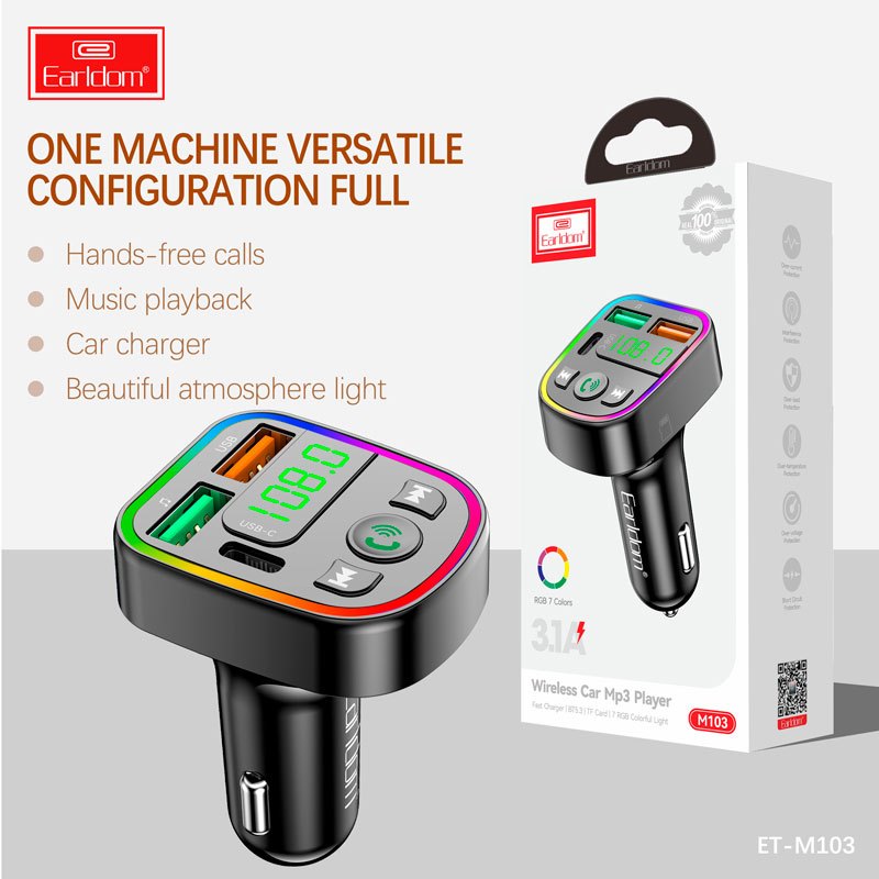 شارژر فندکی + FM Player بلوتوثی Earldom ET-M103