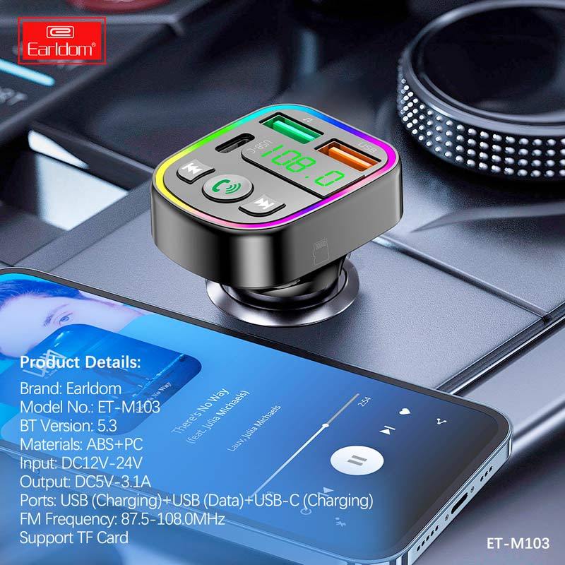 شارژر فندکی + FM Player بلوتوثی Earldom ET-M103