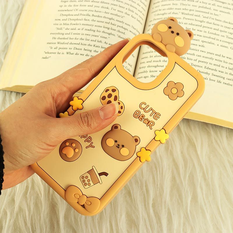 قاب عروسکی Vip Max آیفون iPhone 13 / 14 / 15 طرح Cute Bear Happy