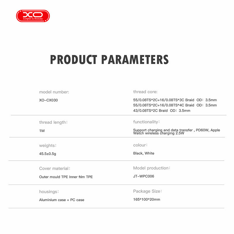 کابل دو سر تایپ سی و مغناطیسی شارژ XO XO-CX030 1m