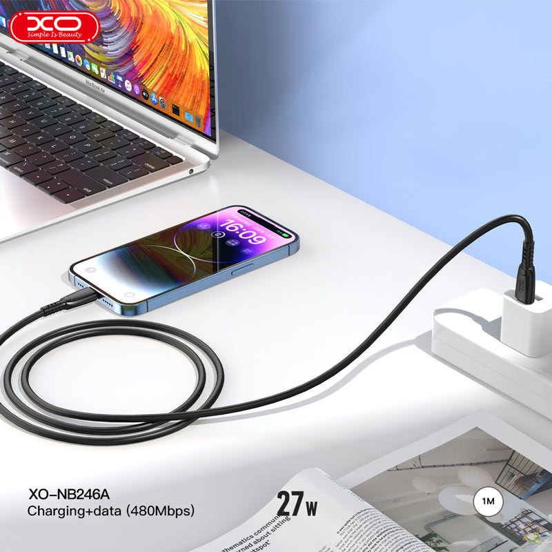 کابل تبدیل فست شارژ XO XO-NB246A Type-C To Lightning 27W 1m