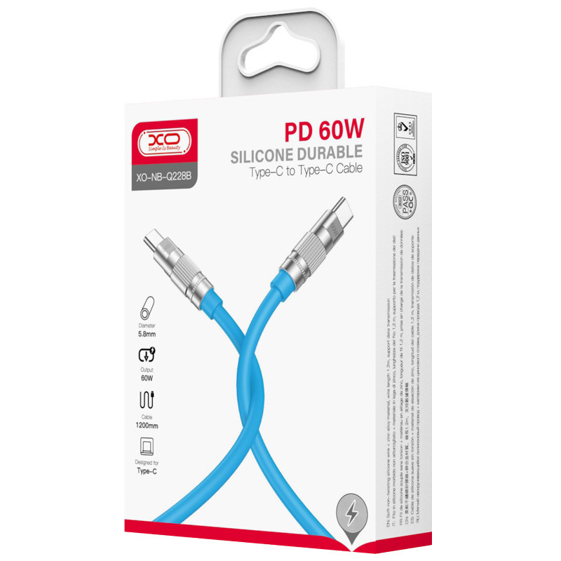 کابل تبدیل فست شارژ XO XO-NB-Q228B Type-C To Type-C PD 60W 1.2m