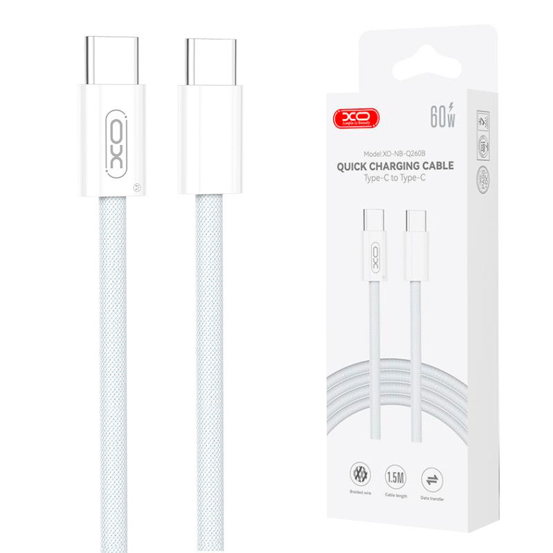 کابل تبدیل فست شارژ XO NB-Q260B Type-C To Type-C 60W 1.5m