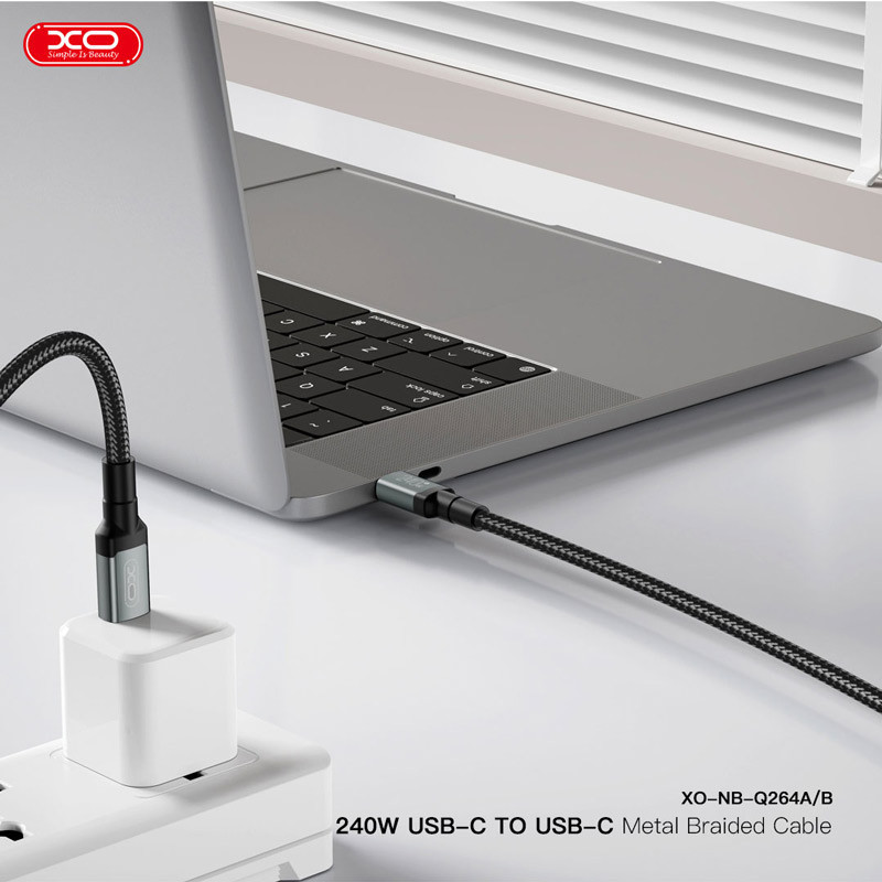 کابل تبدیل فست شارژ XO XO-NB-Q264B Type-C To Type-C 5A PD 240W 2m
