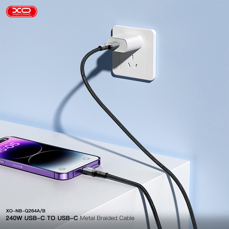 کابل تبدیل فست شارژ XO XO-NB-Q264B Type-C To Type-C 5A PD 240W 2m