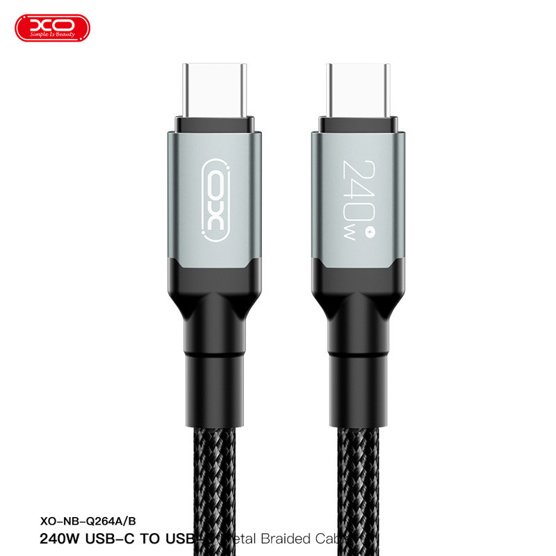 کابل تبدیل فست شارژ XO XO-NB-Q264B Type-C To Type-C 5A PD 240W 2m