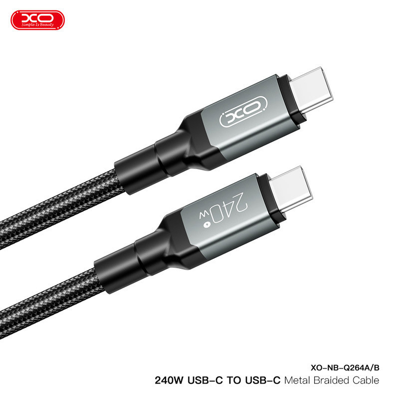 کابل تبدیل فست شارژ XO XO-NB-Q264B Type-C To Type-C 5A PD 240W 2m