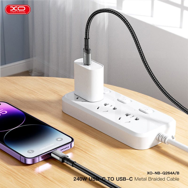 کابل تبدیل فست شارژ XO XO-NB-Q264B Type-C To Type-C 5A PD 240W 2m