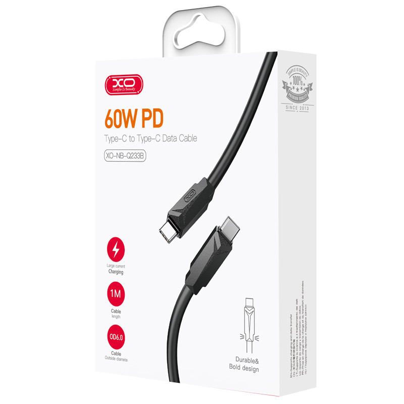 کابل تبدیل فست شارژ XO XO-Q233B Type-C To Type-C 60W 1m