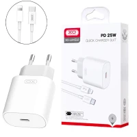 شارژر دیواری 25 وات ایکس او XO-L91 QC4.0+ PD3.0 3A + کابل تبدیل آیفونی