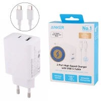 شارژر دیواری 20 وات انکر B2348G21 QC3.0 PD 3A + کابل تایپ سی