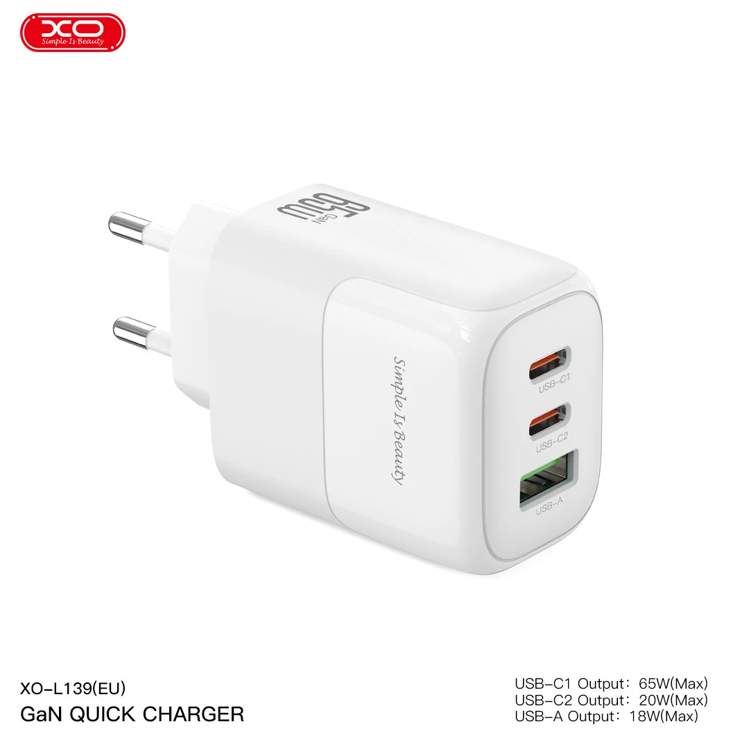 شارژر دیواری 65 وات ایکس او XO-L139 GaN PD QC 3.25A