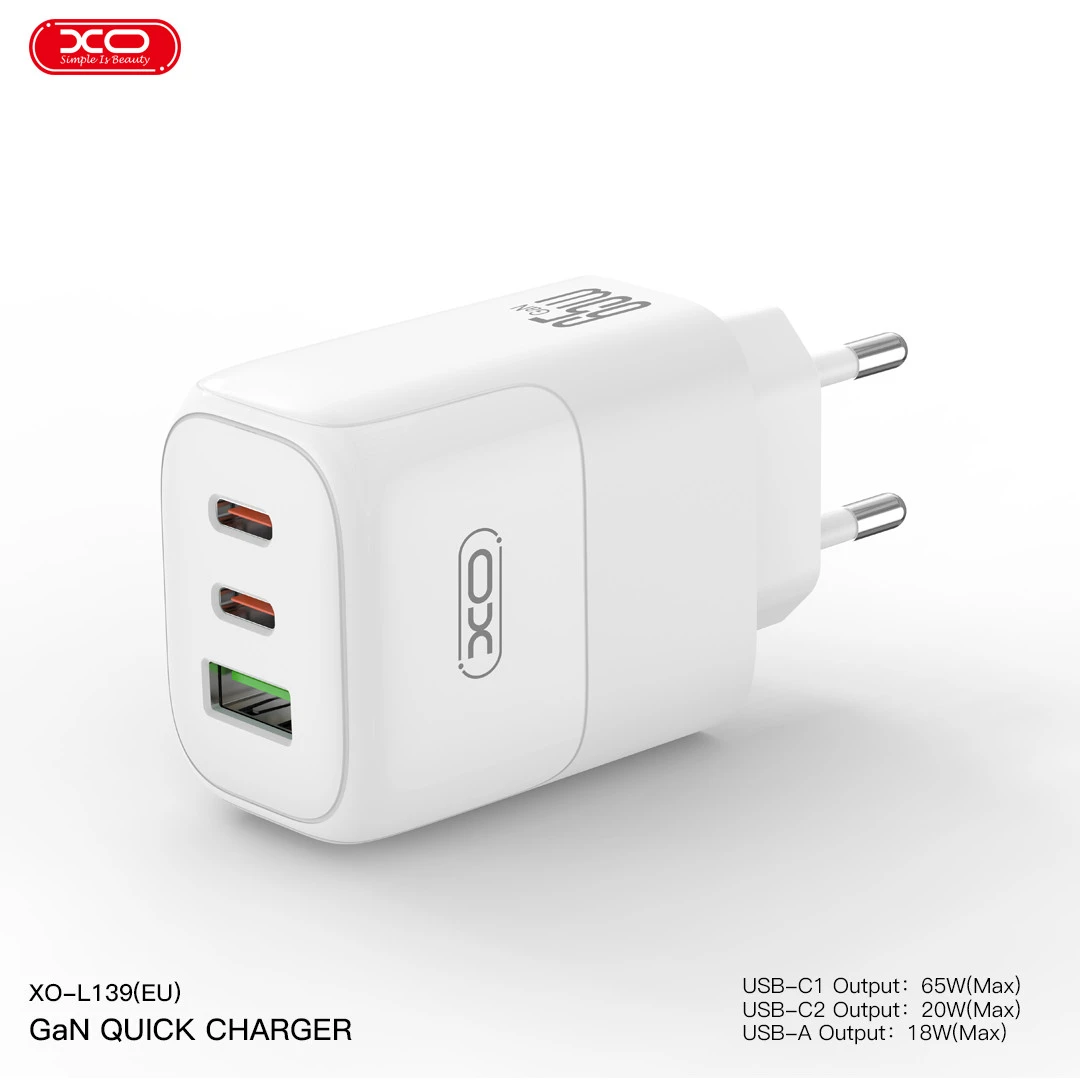 شارژر دیواری 65 وات ایکس او XO-L139 GaN PD QC 3.25A
