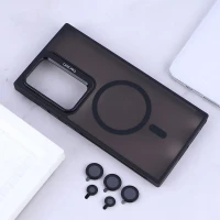 قاب مگ سیف استندشو با محافظ لنز رینگی سامسونگ Galaxy S24 Ultra پشت مات