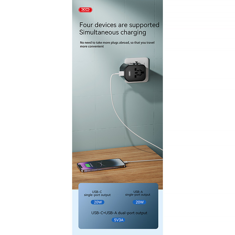 شارژر دیواری 20 وات ایکس او XO-W13 QC PD 8A