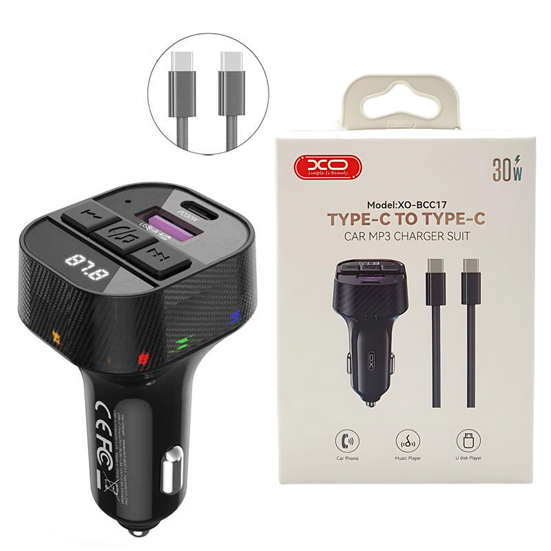 شارژر فندکی + FM Player بلوتوثی XO XO-BCC17 + کابل تبدیل تایپ سی
