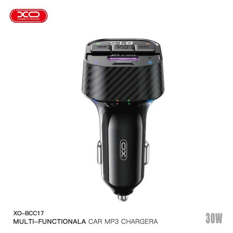 شارژر فندکی + FM Player بلوتوثی XO-BCC17 + کابل Type-C To Lightning