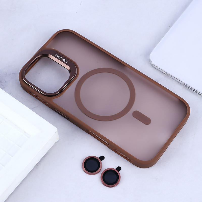 قاب مگ سیف استندشو با محافظ لنز رینگی آیفون iPhone 16 پشت مات