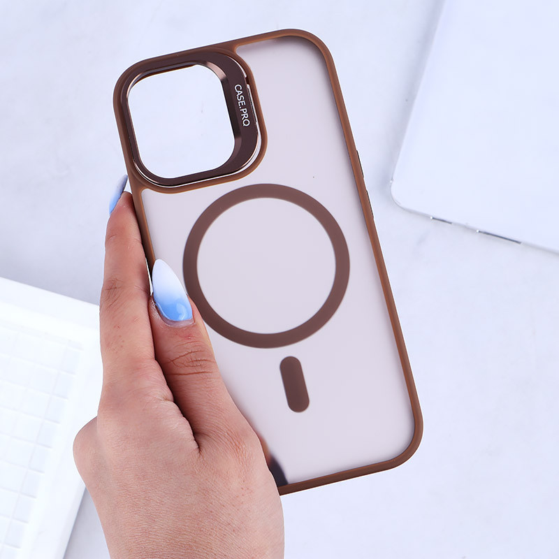 قاب مگ سیف استندشو با محافظ لنز رینگی آیفون iPhone 16 پشت مات