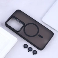 قاب مگ سیف استندشو با محافظ لنز رینگی سامسونگ Galaxy S24 FE پشت مات