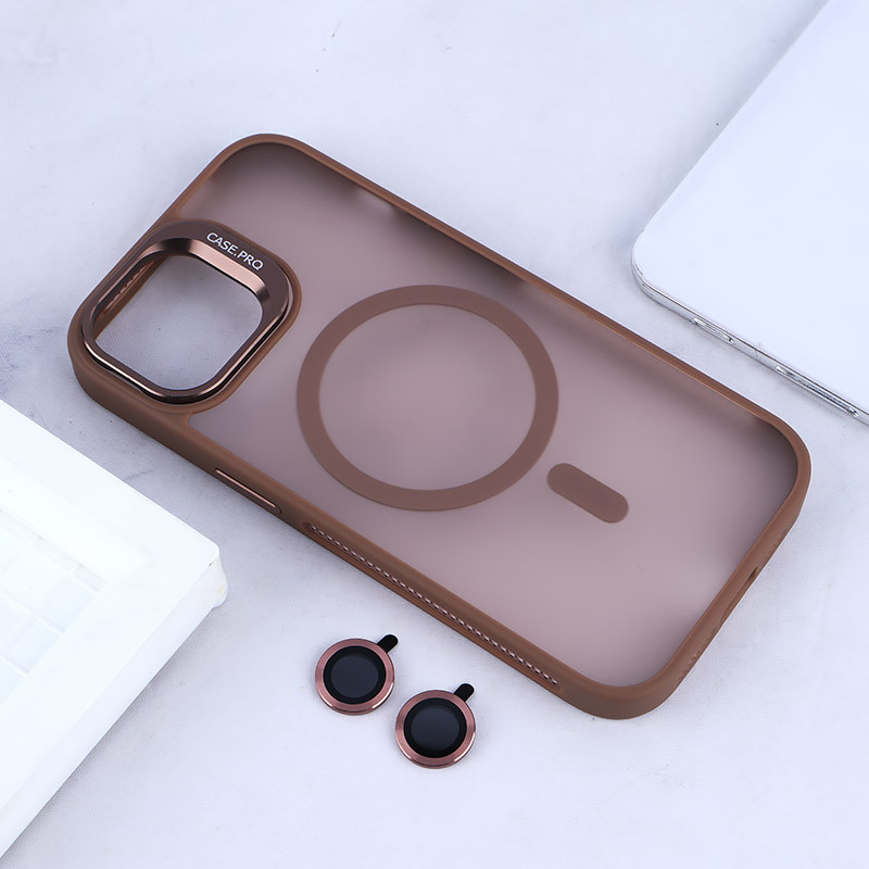 قاب مگ سیف استندشو با محافظ لنز رینگی آیفون iPhone 15 پشت مات