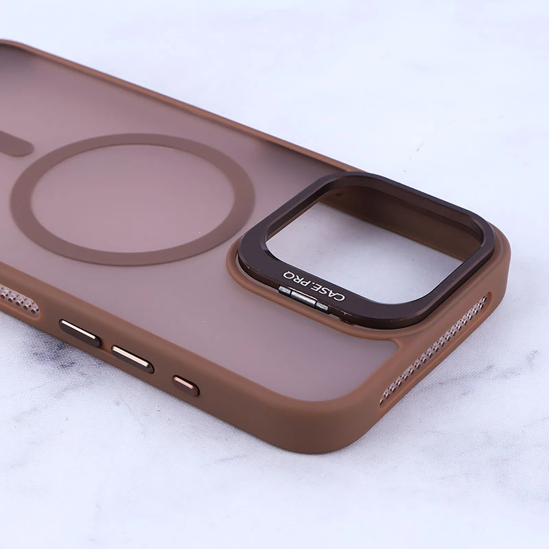 قاب مگ سیف استندشو با محافظ لنز رینگی آیفون iPhone 15 Pro Max پشت مات