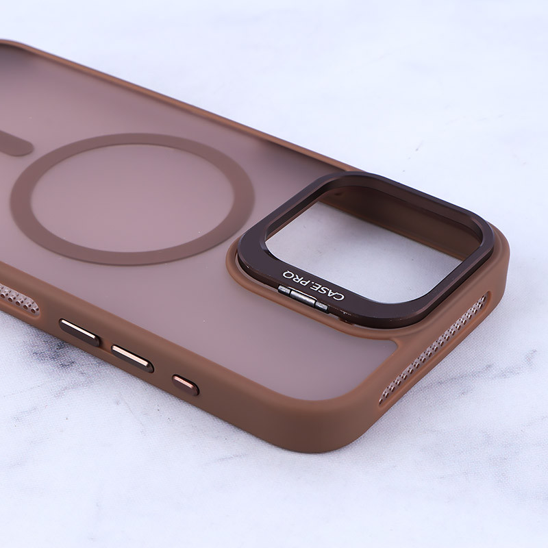 قاب مگ سیف استندشو با محافظ لنز رینگی آیفون iPhone 15 Pro Max پشت مات