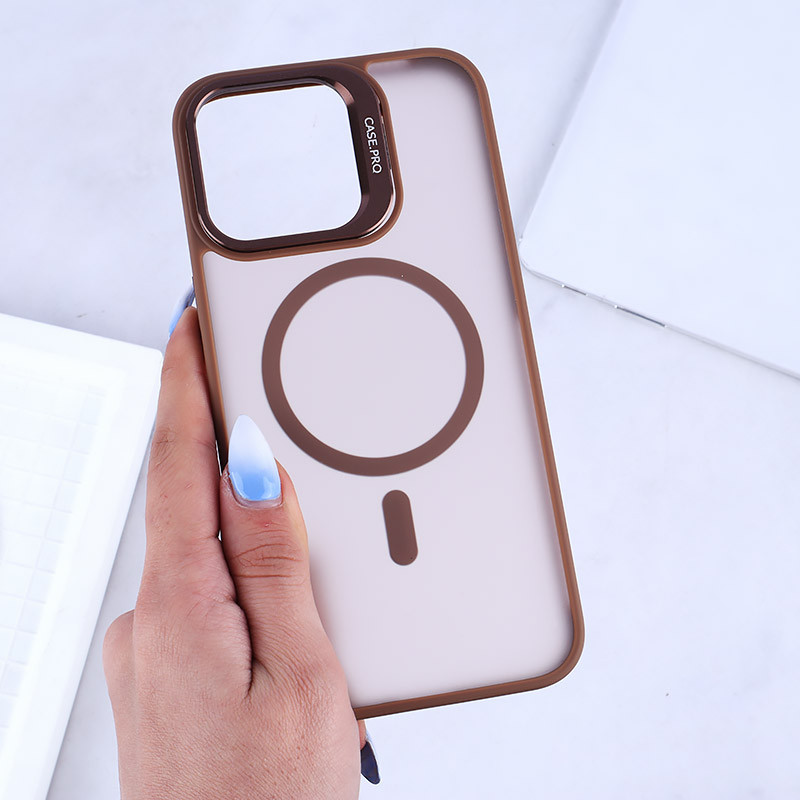 قاب مگ سیف استندشو با محافظ لنز رینگی آیفون iPhone 15 Pro Max پشت مات